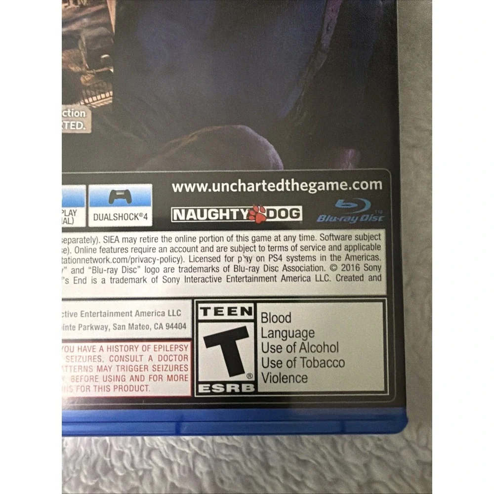 PlayStation 4 Uncharted 4 A Thief's End PS4 Video Game Naughty Dog Teen